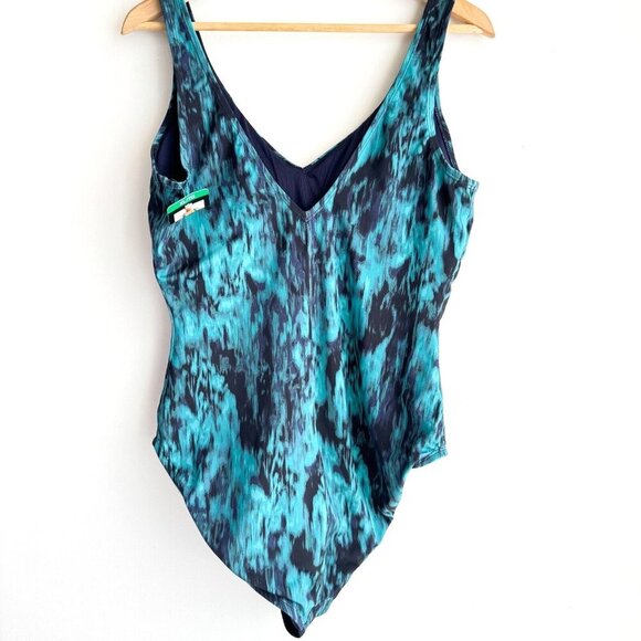 TYR Aqua black Tie Dye One Piece Swimsuit 14 - Picture 4 of 7